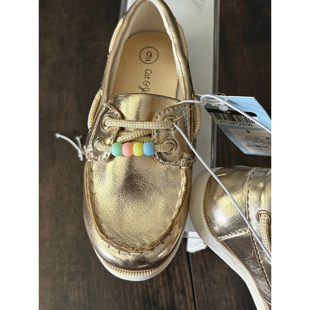 Baby Girl Hampton Boat Shoes by Cat & Jack Gold Size 7 New With Tags
